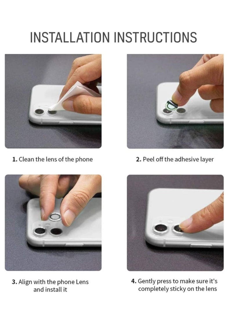 Raxoom Camera Lens Protector Metal Frame Ultra-Thin High Definition 9H Hardness Anti-Scratch for iPhone 11 (Silver) - Image 4