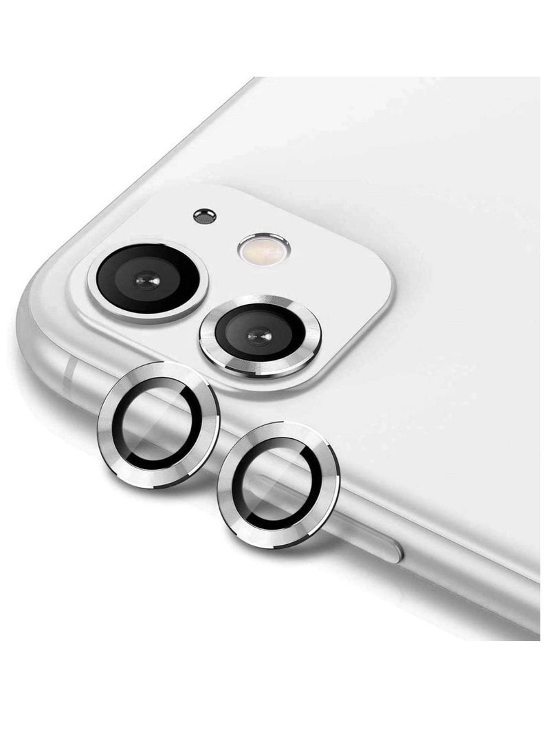 Raxoom Camera Lens Protector Metal Frame Ultra-Thin High Definition 9H Hardness Anti-Scratch for iPhone 11 (Silver) - Image 1