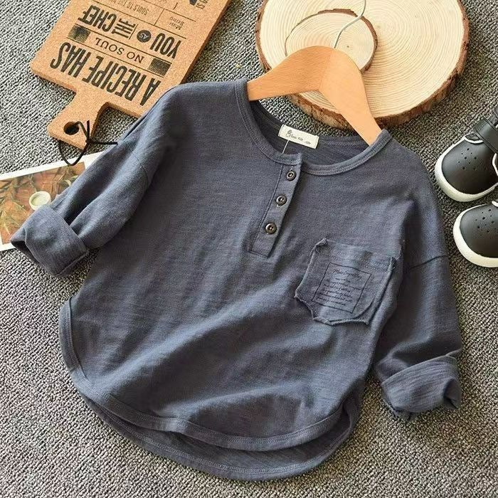 Children'S Long-Sleeved T-Shirt 2022 New Boys' Base Shirt Big Children'S Sweater Loose Stylishly Fashionable Top - Image 4
