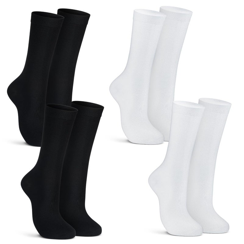 Croloose 4 Pairs Silk Liner Socks Ultra-lightweight Hiking Liners Calf Sweat Absorption Socks for Adult (White and Black,XL) - Image 1