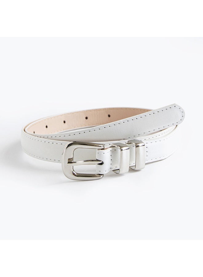 xozgdovg Elegant Fashionable Top-Notch Leather Belt for Women Stylish Versatile Business Commuting Belt High-Quality Cowhide Accessory White PU 