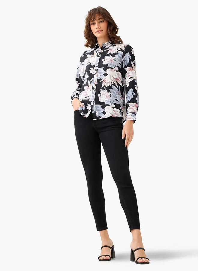 سبلاش فيڤ Viscose Shirt with Floral Print