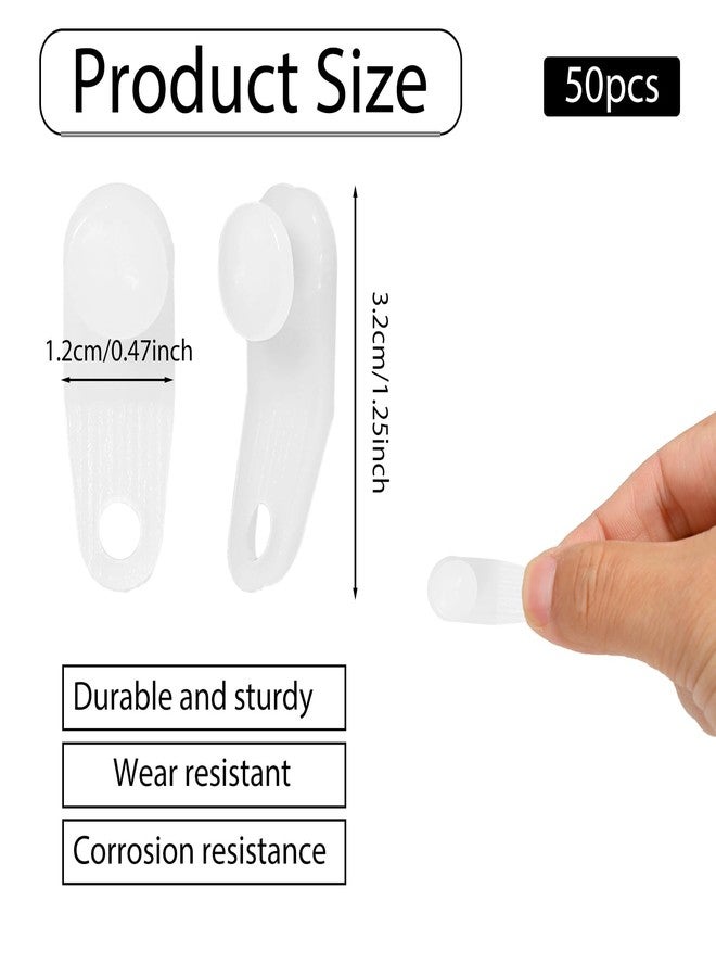 salbsever 50 Pcs Plastic Curtain Hooks Curtain Roller Curtain Track Gliders White Traverse Rod Slides Curtain Track Glider Hooks Cross-bar Slide Rail Replacement Parts Plastic Curtain Rail Track Hooks - Image 2