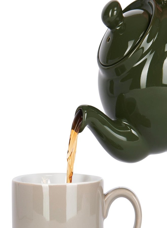 London Pottery Farmhouse 4 Cup Ceramic Teapot with Removable Infuser and Lid, Large Tea Pot with Stainless Steel Fine Mesh Strainer, 40.6 OZ / 1200ml Tea Pot for Loose Tea or Bags (Green) - Image 2