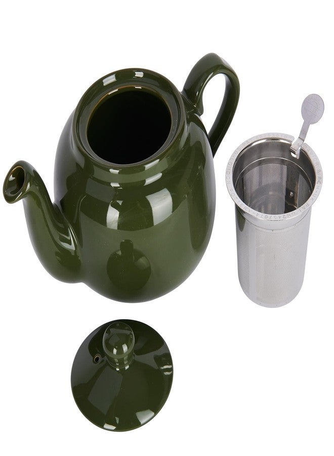 London Pottery Farmhouse 4 Cup Ceramic Teapot with Removable Infuser and Lid, Large Tea Pot with Stainless Steel Fine Mesh Strainer, 40.6 OZ / 1200ml Tea Pot for Loose Tea or Bags (Green) - Image 4