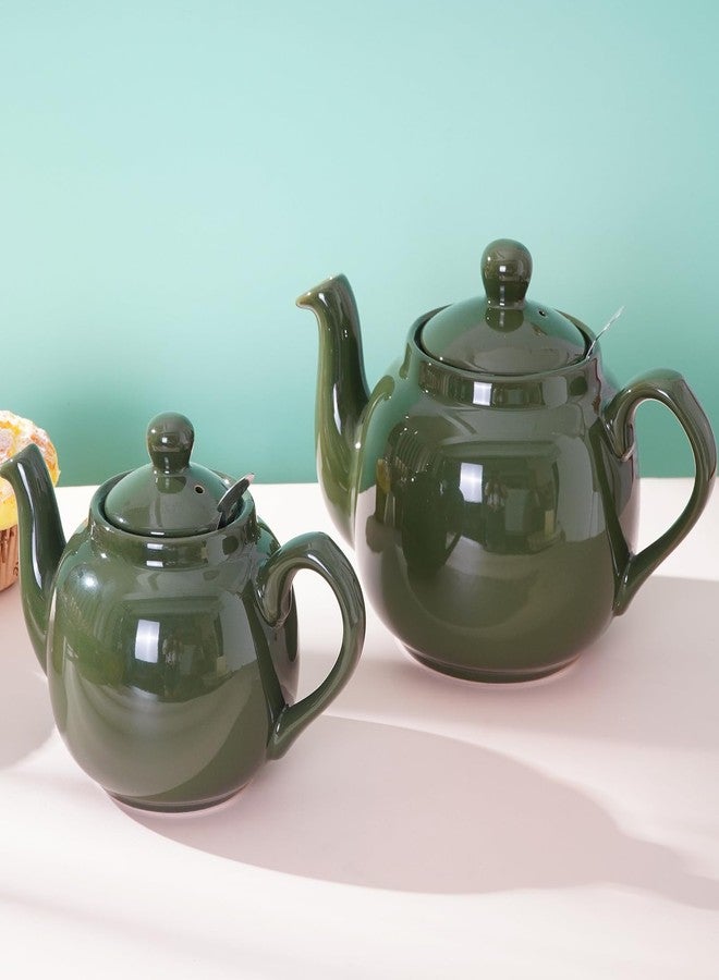 London Pottery Farmhouse 4 Cup Ceramic Teapot with Removable Infuser and Lid, Large Tea Pot with Stainless Steel Fine Mesh Strainer, 40.6 OZ / 1200ml Tea Pot for Loose Tea or Bags (Green) - Image 5