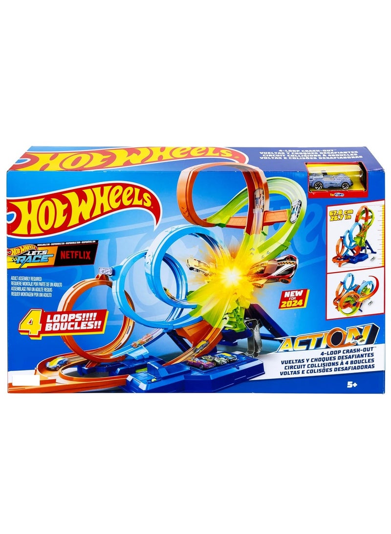 Hot Wheels مجموعة مسار التصادم بأربعة حلقات من هوت ويلز - Image 1