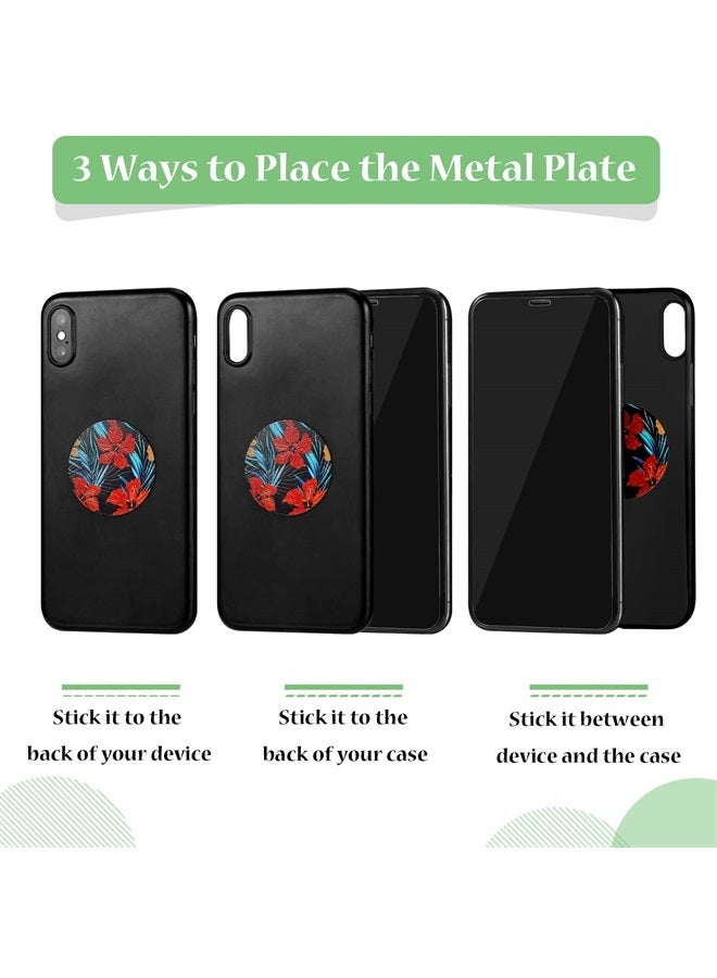Weewooday 8 Pcs Phone Magnet Car Metal Plate Mount Metal Plate for Cell Holder Magnetic Car Mount Compatible with Magnetic Car Mounts Replacement Sticker(Summer Flower Style) - Image 3