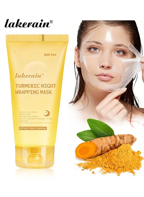 Turmeric Night Wrapping Mask with Hydrolyzed Collagen Hydrating Firming & Brightening Facial Mask Nourishes Skin, Refines Skin Texture Enhances Elasticity