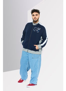 La Martina Men Mock Neck Long Sleeves Embroidered Sweatshirt, Navy  - Image 2