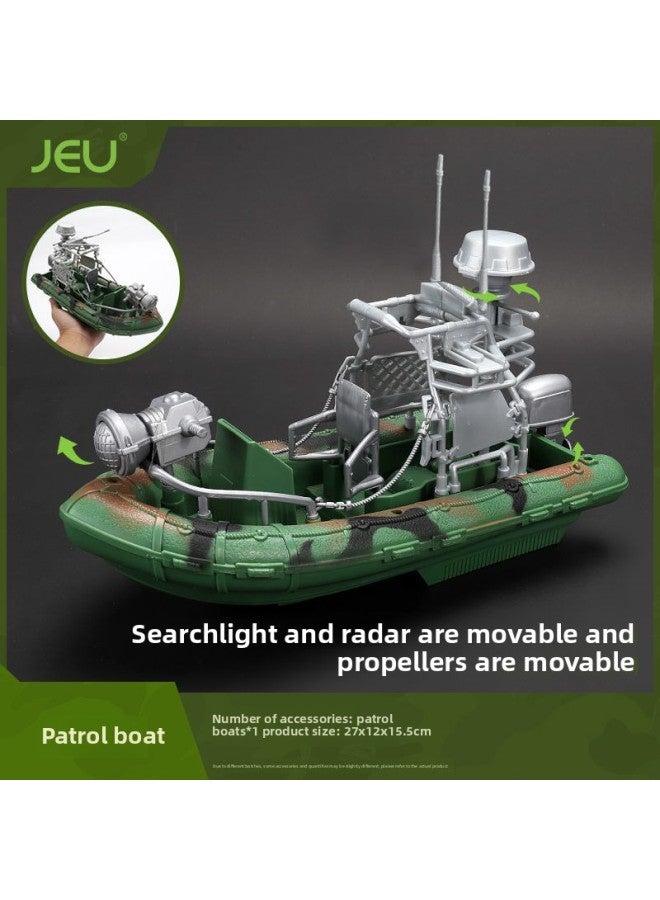 Inch Plastic Soldier Model Special Soldier Soldier Police Doll Joint Movable Hand Toy-Color:Patrol Boat  - Image 1