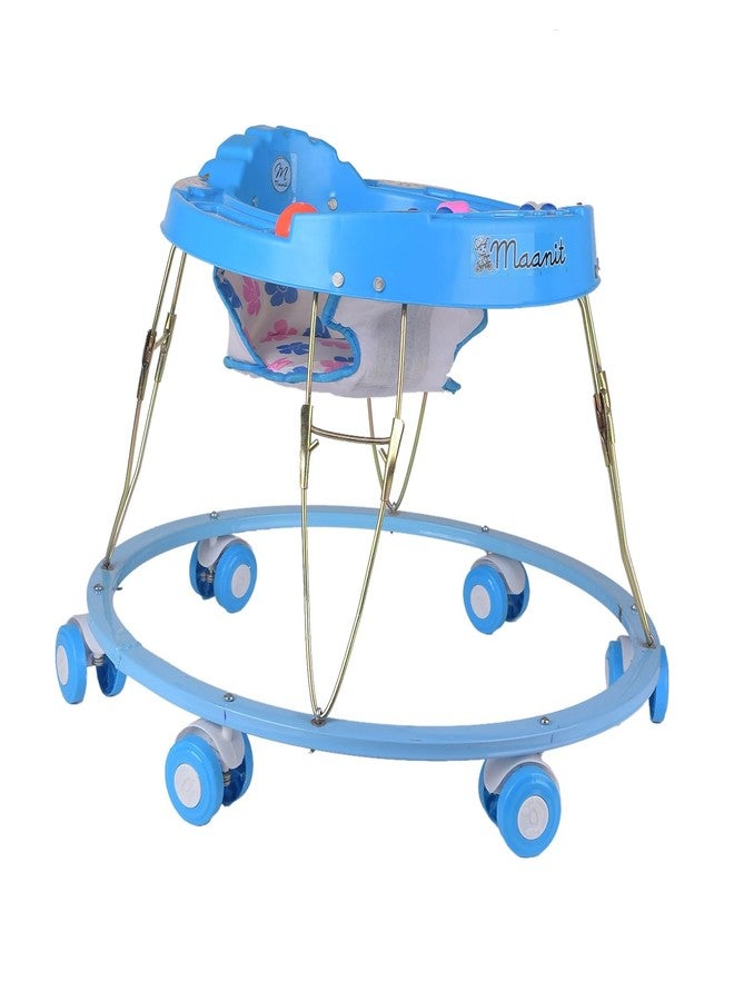 Maanit Walker with Foldable,Cushion Seat | Activity Walker for Baby with Musical Toy Bar | Walker Boys and Girls (Dark Blue)