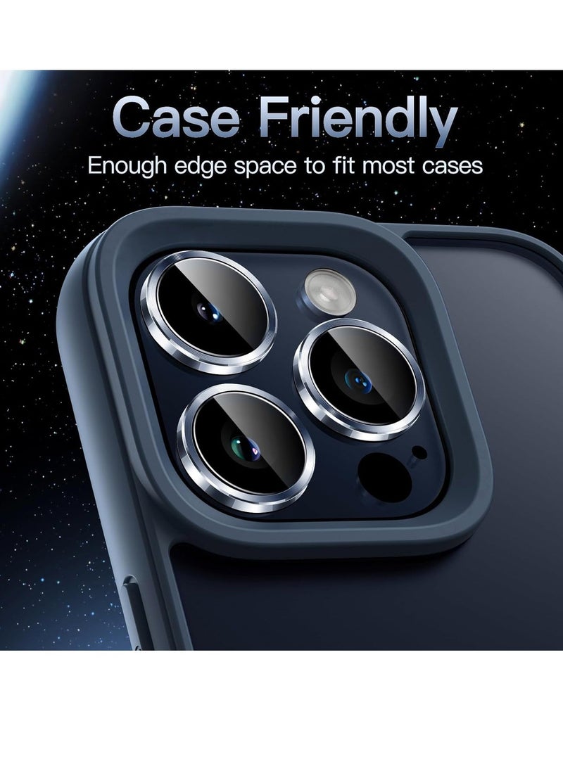 Raxoom Camera Lens Protector for iPhone 15 Pro 6.1-Inch and iPhone 15 Pro Max 6.7-Inch, 9H Tempered Glass Metal Individual Ring Cover, HD Clear, 3-Pack (Blue) - Image 5