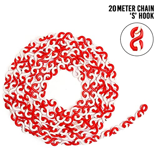 LADWA S Hook Type Plastic Safety Barrier Cone Chain for Construction, 6mm Thickness, Red & White (20 Meters) – Durable, High-Visibility Demarcation for Roads, Events & More - Image 2