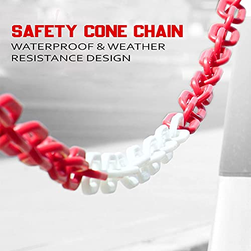 LADWA S Hook Type Plastic Safety Barrier Cone Chain for Construction, 6mm Thickness, Red & White (20 Meters) – Durable, High-Visibility Demarcation for Roads, Events & More - Image 3