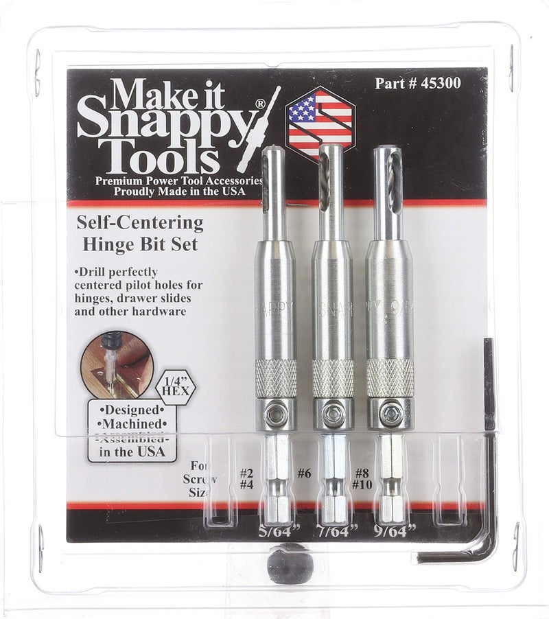 Make it Snappy Set of 3 Snappy Tools Hinge Bits - 5/64", 7/64", 9/64" Spring Loaded Self Centering. Made In The USA. - Image 2