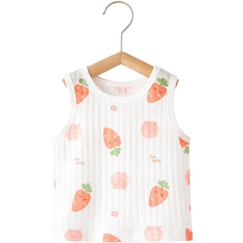 Newborn Baby Vest Summer Wear Boys'' Inner Wear Base Girls'' Sling Children''s Vest Pure Cotton Summer Thin - Image 2