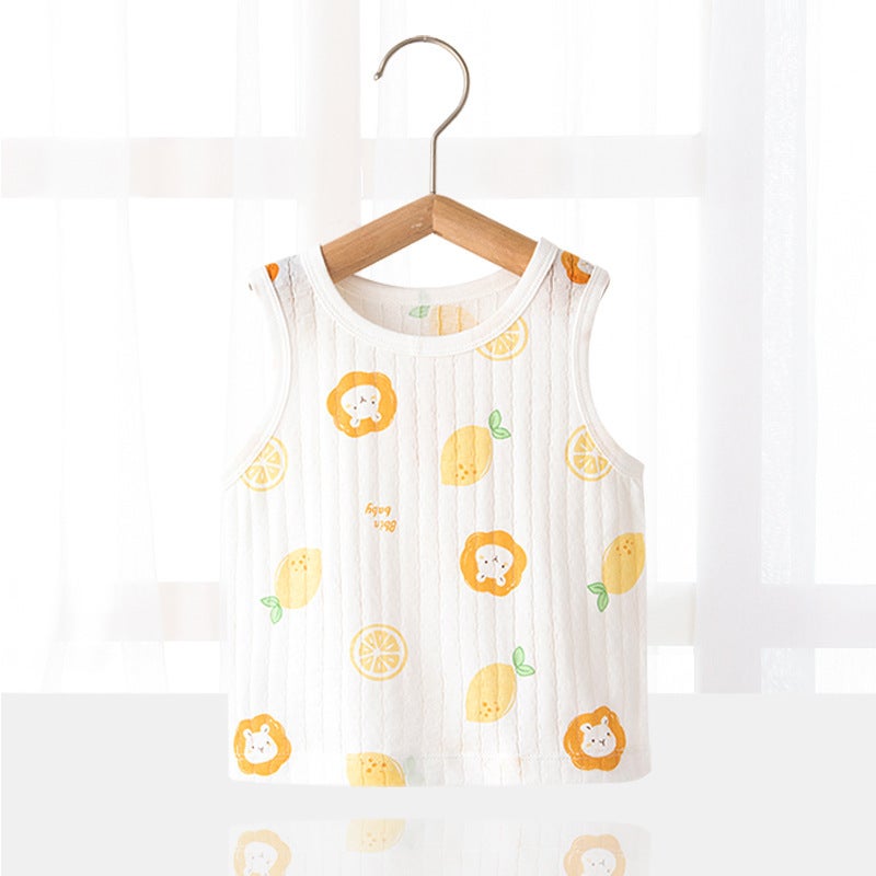 Newborn Baby Vest Summer Wear Boys'' Inner Wear Base Girls'' Sling Children''s Vest Pure Cotton Summer Thin - Image 1