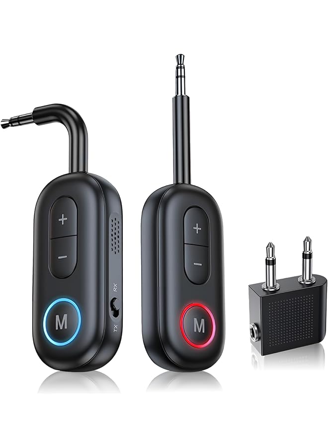 UOEPOWA Bluetooth 5.4 Transmitter Receiver For Airplane, Wireless Audio Adapter 3.5Mm Bluetooth Adapter Supports Airpods Or Headphone, Wireless Audio Transmitter For Planes, Airline, Travel, Home - Image 1