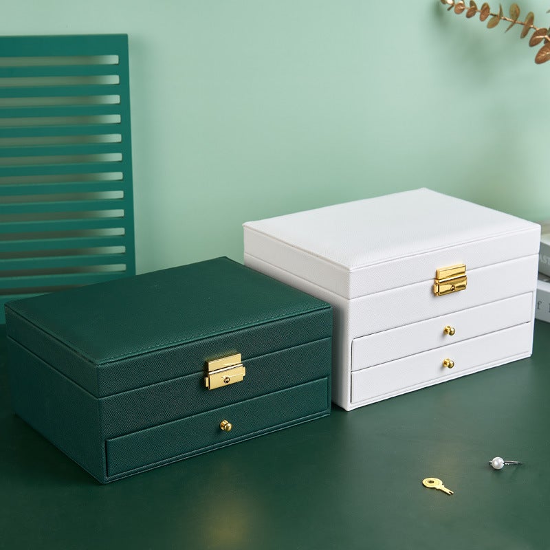 Three-layer Jewelry Storage Box Drawer Type Children's Jewelry Box Multi-function Earrings Earrings Storage Jewelry Box(White, 23*17*13.5cm) - Image 3