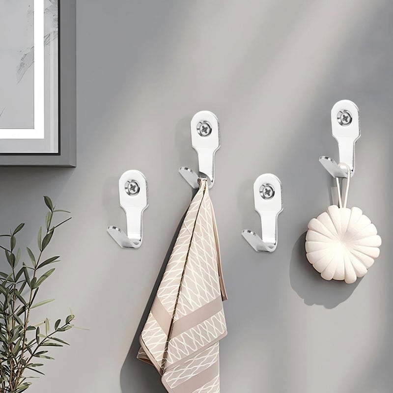 10 Pack Stainless Steel Wall Mounted Hooks with Screws Small Single Coat Hooks - Image 4