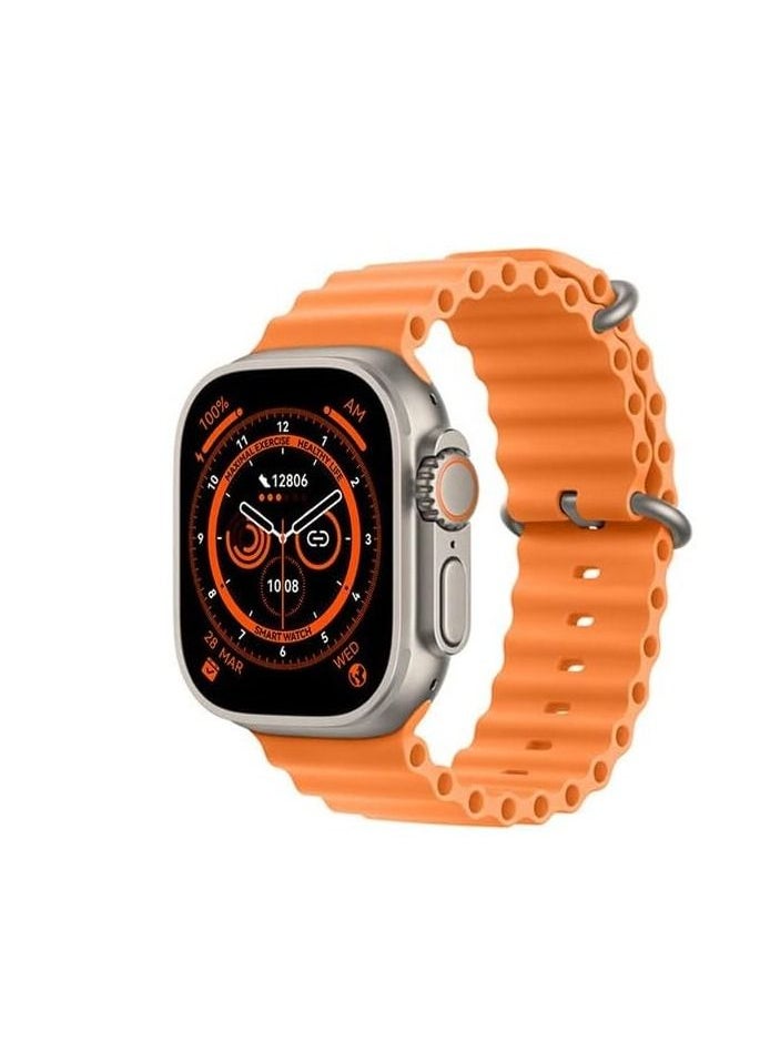 Generic - T800 Ultra Smart Watch | 1.99 infinite Display | 49mm 1.99" Screen | Heart Rate Monitor | Bluetooth Call | Motion Record | Android and iOS Compatible (Orange) - Image 1