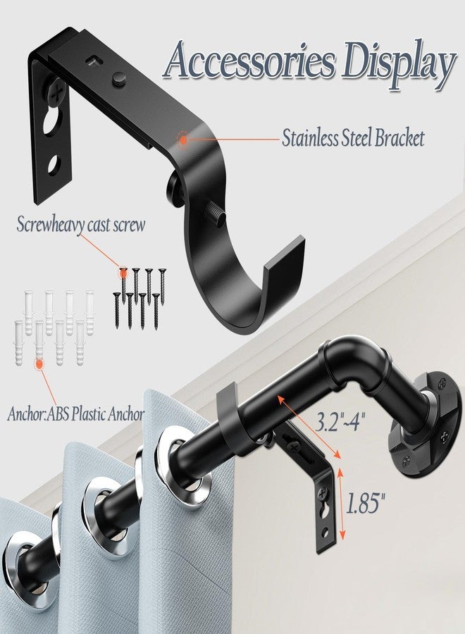 MERJULAN Black 1-inch diameter curtain rod: suitable for windows 66-120 "wide, adjustable curtain rod, modern minimalist design, indoor/outdoor use, 32-120" long - Image 5
