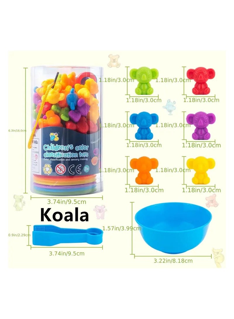 Kids Counting Koala Toys, Matching Game with Sorting Bowls for Preschool Learning Color Classification and Sensory Game Set - Image 2