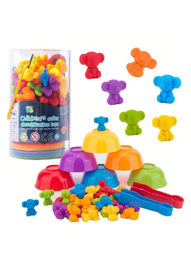 Kids Counting Koala Toys, Matching Game with Sorting Bowls for Preschool Learning Color Classification and Sensory Game Set - Image 1