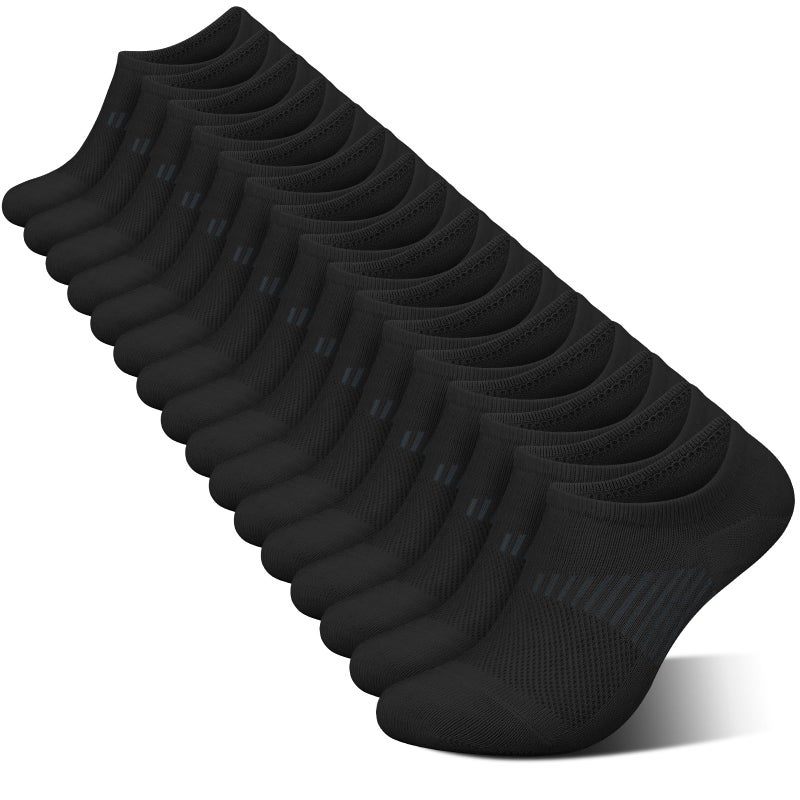 wernies No Show Socks Womens 8 Pairs, Ankle Non Slip Low Short Invisible Thin Liner Socks Black 5-8 - Image 1