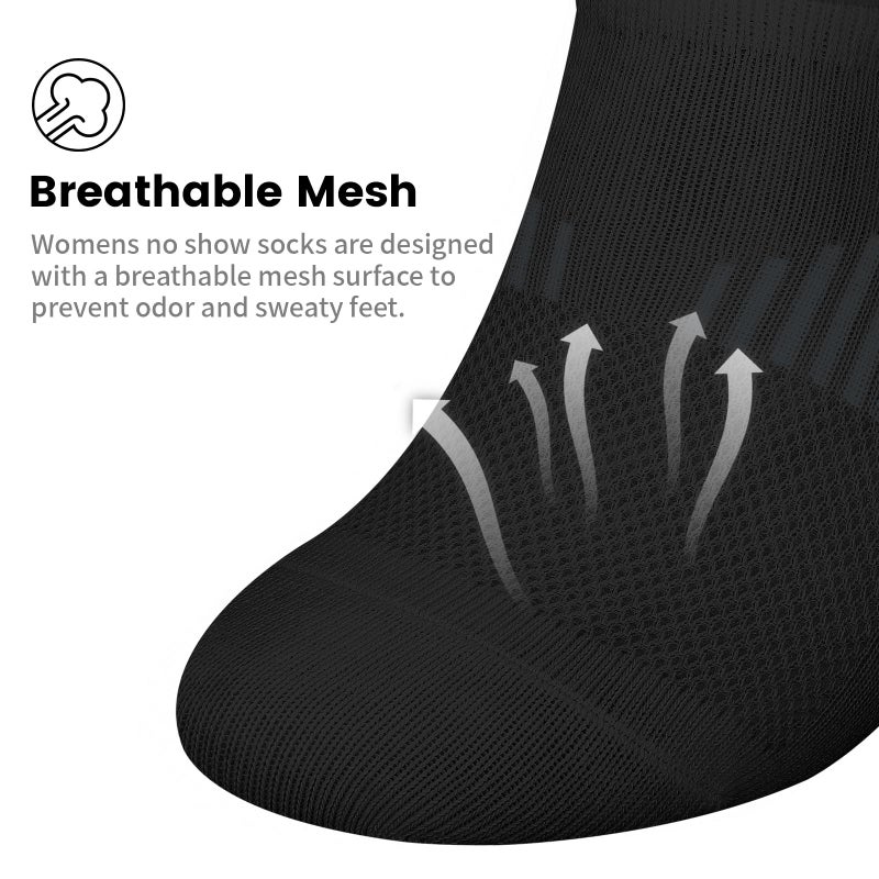 wernies No Show Socks Womens 8 Pairs, Ankle Non Slip Low Short Invisible Thin Liner Socks Black 5-8 - Image 3