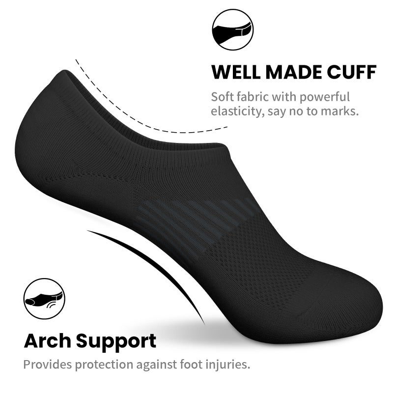 wernies No Show Socks Womens 8 Pairs, Ankle Non Slip Low Short Invisible Thin Liner Socks Black 5-8 - Image 4