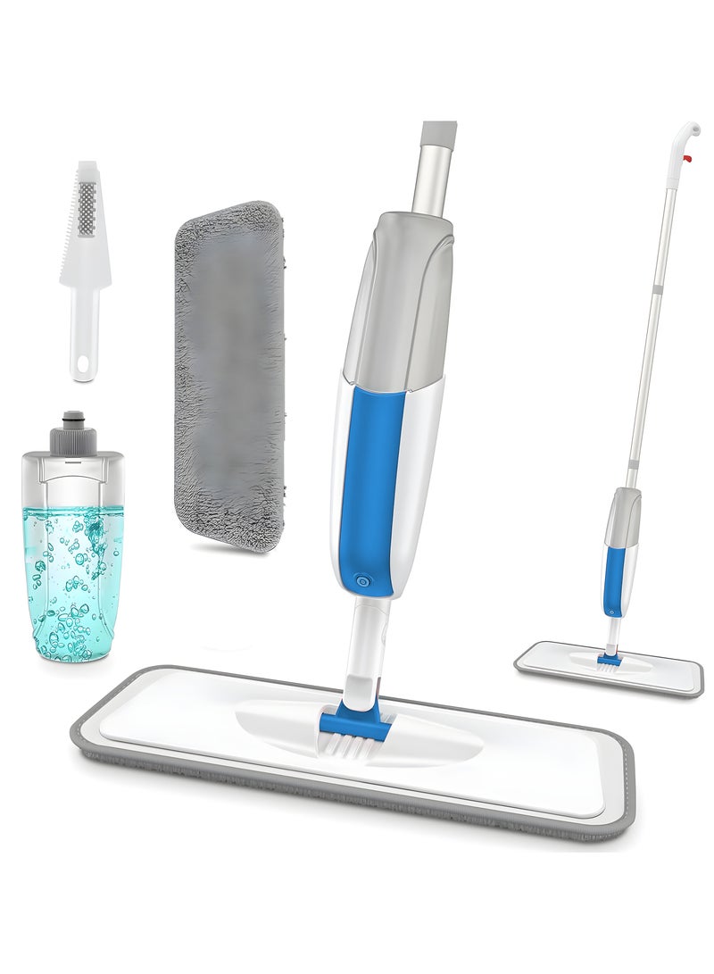 HOME 4 YOU Spray Mops For Floor Cleaning Microfiber Flat Mop With Refillable Bottle and Reusable Pad Floor Mop For Home Kitchen Hardwood Laminate Wood Ceramic Tiles Blue  - Image 1