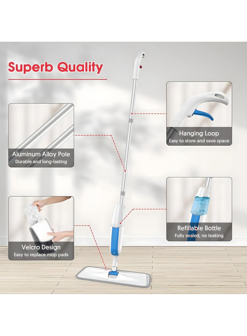 HOME 4 YOU Spray Mops For Floor Cleaning Microfiber Flat Mop With Refillable Bottle and Reusable Pad Floor Mop For Home Kitchen Hardwood Laminate Wood Ceramic Tiles Blue  - Image 5