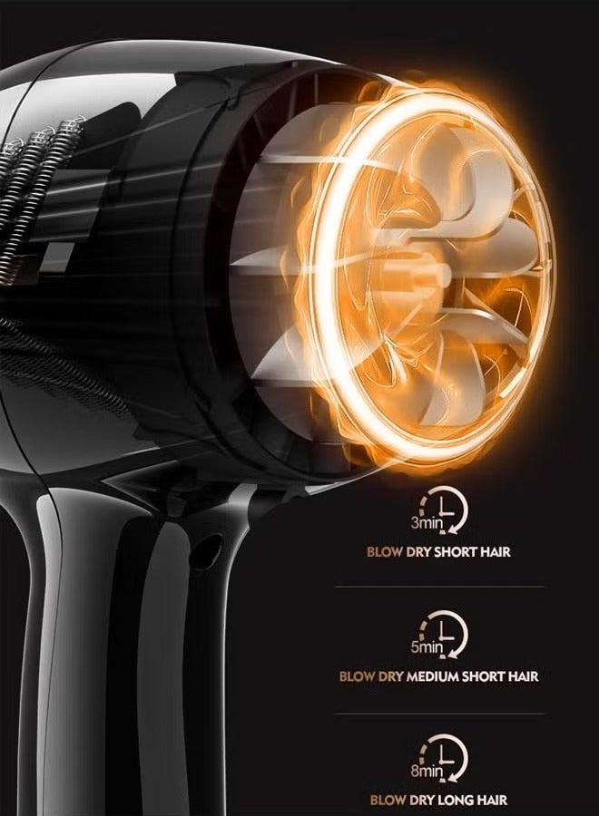 JWSISSIE 6-in-1 Ionic Hair Dryer, Salon Professional Blow Dryer 2200W AC Motor Fast Drying with 2 Speed, 3 Heat Setting, with Diffuser, Nozzle, Concentrator Comb for Curly and Straight Hair，comb - Image 3