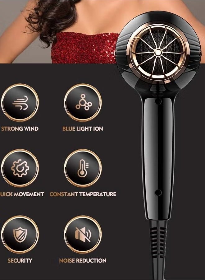 JWSISSIE 6-in-1 Ionic Hair Dryer, Salon Professional Blow Dryer 2200W AC Motor Fast Drying with 2 Speed, 3 Heat Setting, with Diffuser, Nozzle, Concentrator Comb for Curly and Straight Hair，comb - Image 4