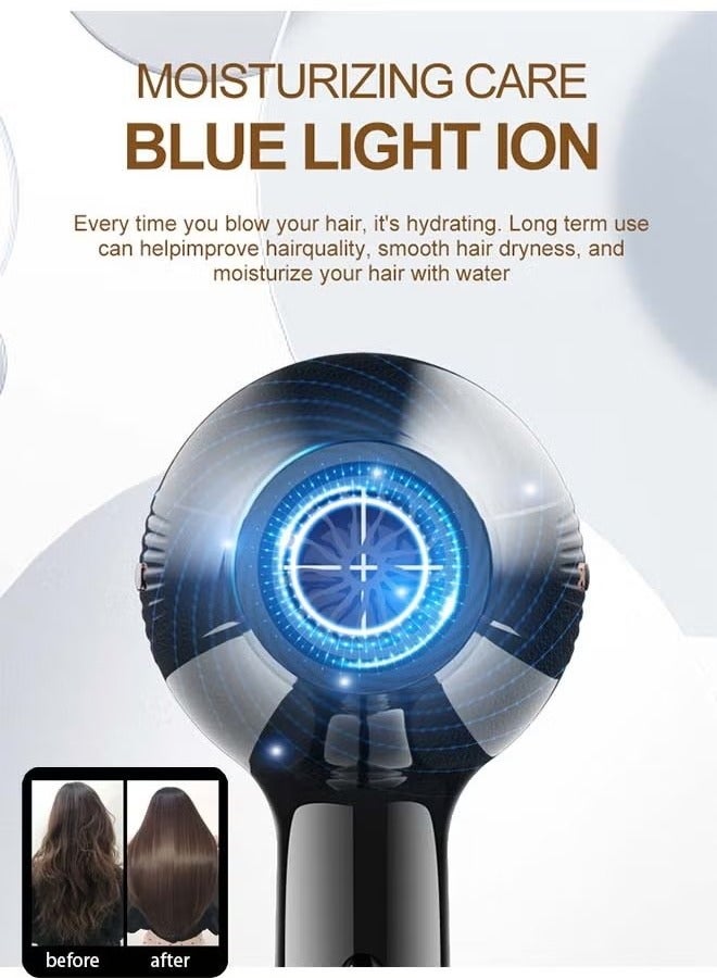 JWSISSIE 6-in-1 Ionic Hair Dryer, Salon Professional Blow Dryer 2200W AC Motor Fast Drying with 2 Speed, 3 Heat Setting, with Diffuser, Nozzle, Concentrator Comb for Curly and Straight Hair，comb - Image 5