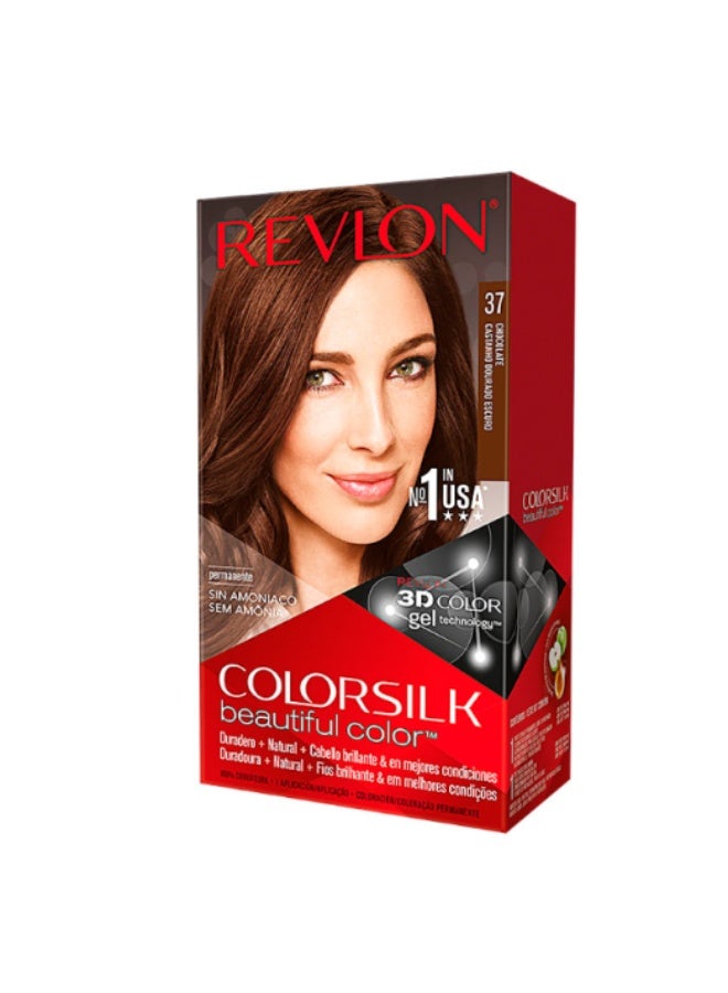 ريفلون صبغة شعر دائمة من ريفلون كلر سيلك بيوتيفول كولور 37 بني ذهبي غامق - Image 1