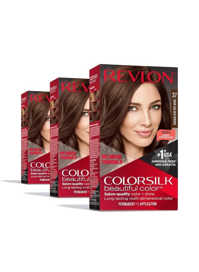 ريفلون صبغة شعر دائمة من ريفلون كلر سيلك بيوتيفول كولور 37 بني ذهبي غامق - Image 4