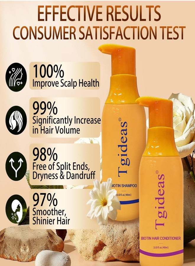 Tgideas Anti-Thinning Biotin Shampoo & Conditioner Set for Thinning Hair Women and Men Hair Loss-Thickening & Strengthening Shampoo - 13.53 fl.oz x 2 - Image 2
