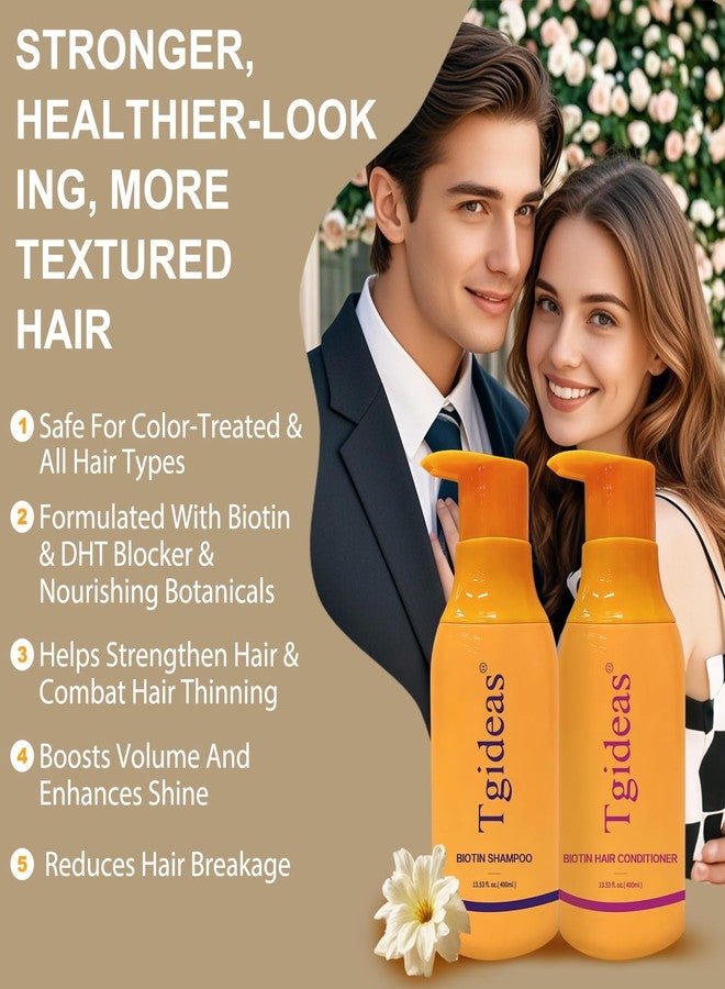 Tgideas Anti-Thinning Biotin Shampoo & Conditioner Set for Thinning Hair Women and Men Hair Loss-Thickening & Strengthening Shampoo - 13.53 fl.oz x 2 - Image 3