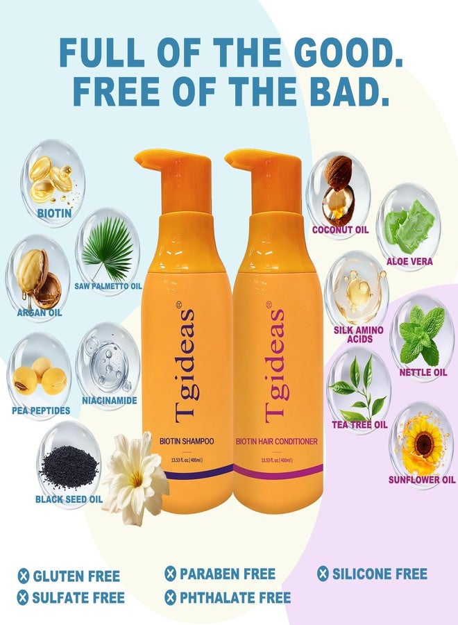 Tgideas Anti-Thinning Biotin Shampoo & Conditioner Set for Thinning Hair Women and Men Hair Loss-Thickening & Strengthening Shampoo - 13.53 fl.oz x 2 - Image 4