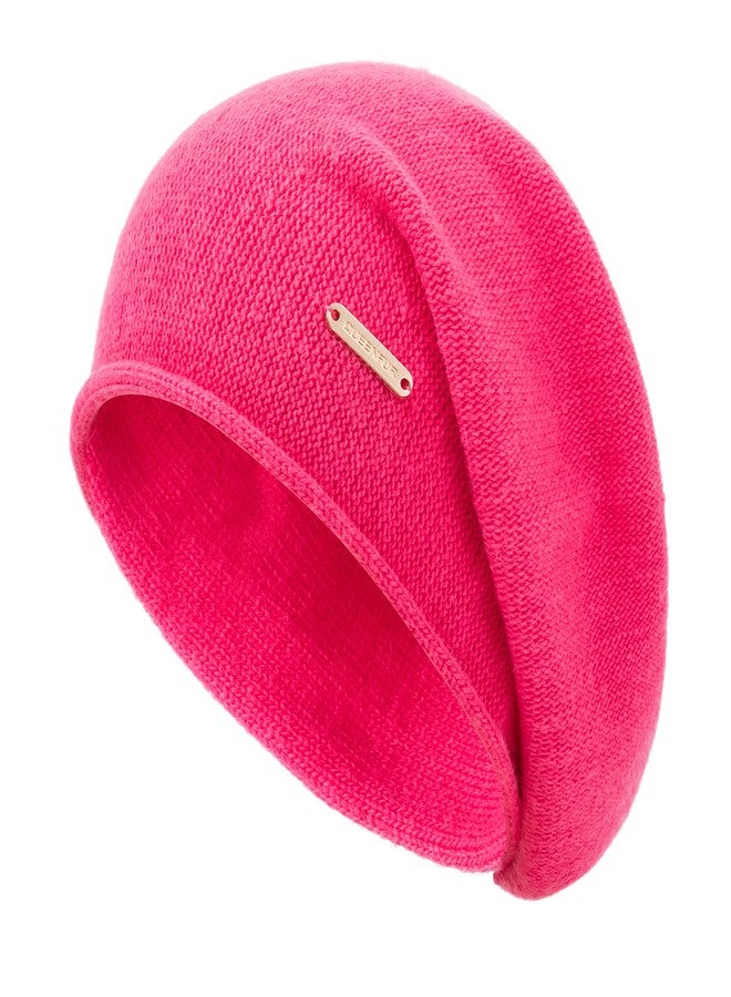 QUEENFUR Knit Slouchy Beanie Hats for Women Cashmere Ski Cap Knitted Wool Soft Warm Winter Hat, A15-rose Red, One size - Image 1