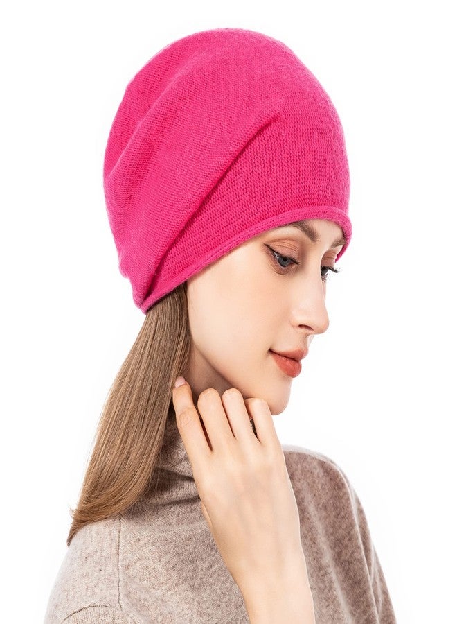 QUEENFUR Knit Slouchy Beanie Hats for Women Cashmere Ski Cap Knitted Wool Soft Warm Winter Hat, A15-rose Red, One size - Image 3