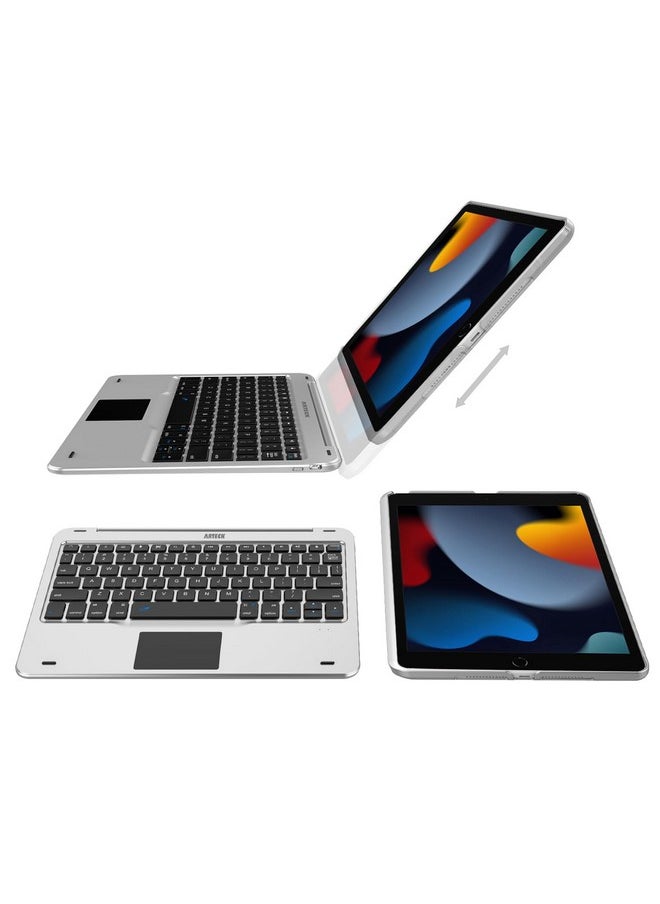 Arteck - Arteck iPad 9th Gen 10.2-inch 2021 Keyboard Case with Track Pad, Bluetooth Keyboard with Folio Full Protection Case and Touch Pad for Apple 10.2-inch iPad 9 iPad 8, 7 with 130 Degree Swivel Rotating - Image 1