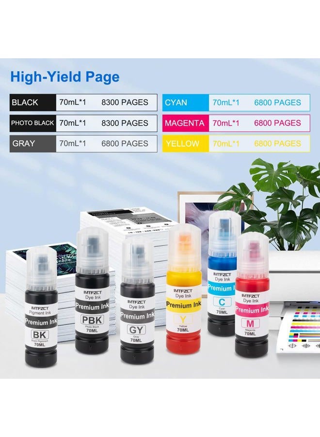 imtfzct Compatible 552 Ink Refill Bottles for Photo ET 8550 ET8550 Photo ET 8500 ET8500 8550 8500 Printers (BK PB C M Y GY) - Image 3