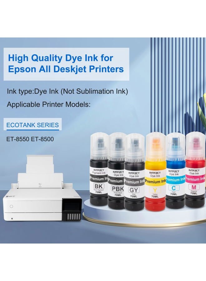imtfzct Compatible 552 Ink Refill Bottles for Photo ET 8550 ET8550 Photo ET 8500 ET8500 8550 8500 Printers (BK PB C M Y GY) - Image 2