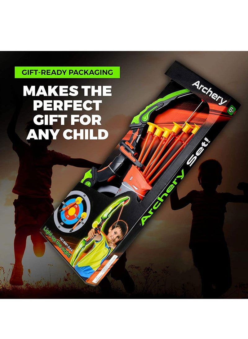 YelaJoy - Boys and Girls Toy Children's Bow and Arrow Set, Illuminated Archery Toy Set, Including 6 Suction Cup Arrows, Targets and Tests, Children's Outdoor Toys, Boys and Girls' Gifts - Image 1