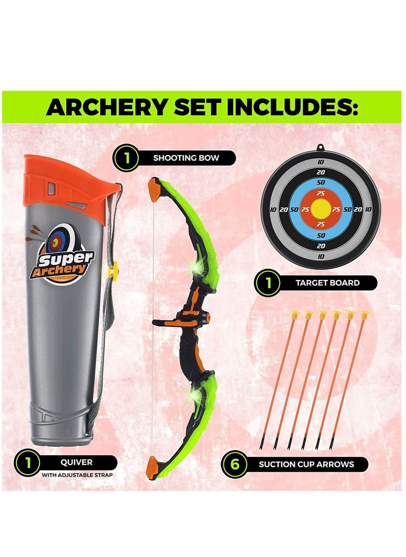 YelaJoy - Boys and Girls Toy Children's Bow and Arrow Set, Illuminated Archery Toy Set, Including 6 Suction Cup Arrows, Targets and Tests, Children's Outdoor Toys, Boys and Girls' Gifts - Image 1