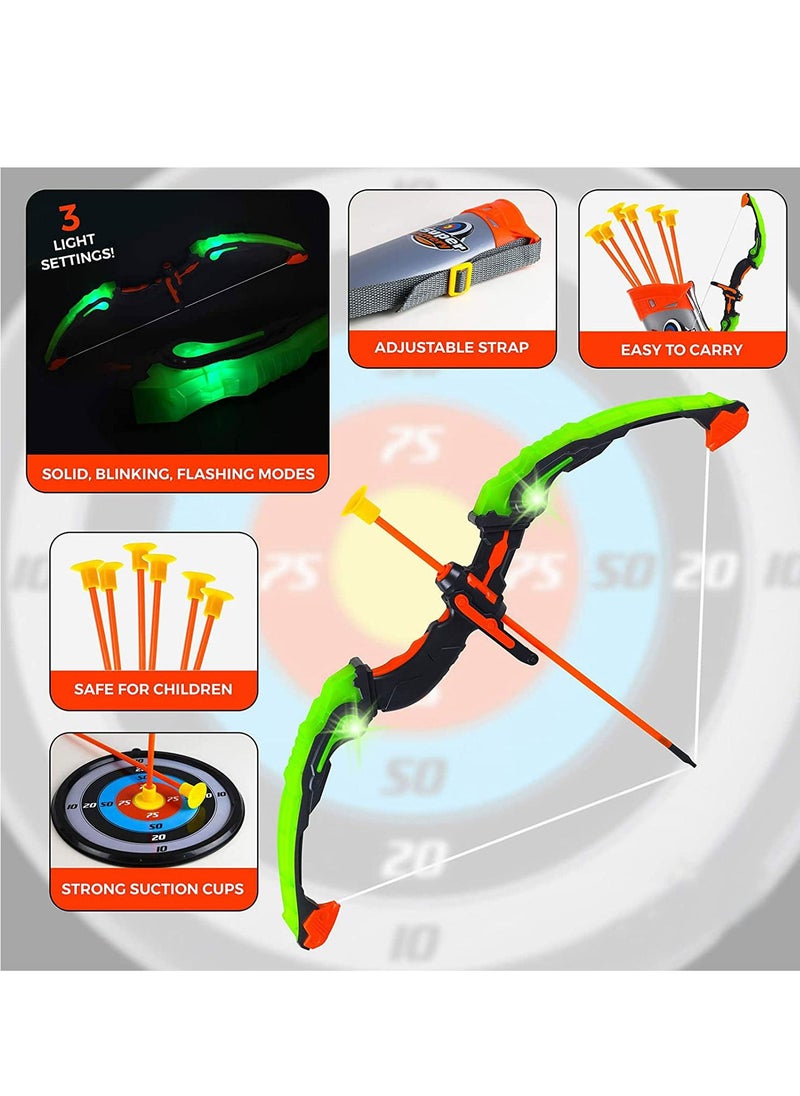 YelaJoy - Boys and Girls Toy Children's Bow and Arrow Set, Illuminated Archery Toy Set, Including 6 Suction Cup Arrows, Targets and Tests, Children's Outdoor Toys, Boys and Girls' Gifts - Image 1